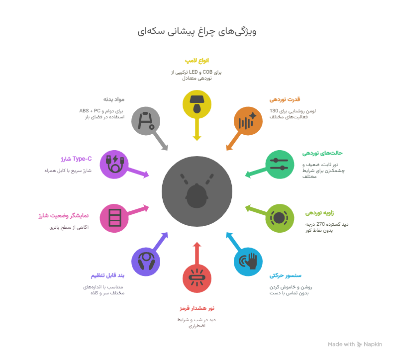 ویژگی_ها و مزایای چراغ پیشانی مدل سکه_ای -