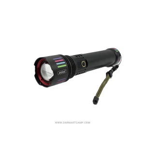 چراغ‌قوه آلومینیومی شارژی Andowl مدل L660 (نمایشگر دار، زوم‌دار)