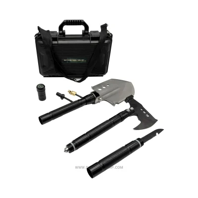 بیلچه و تبر چندکاره تاکتیکی مدل Multi-Tool Survival Set به همراه کیف سخت و قطب‌نما