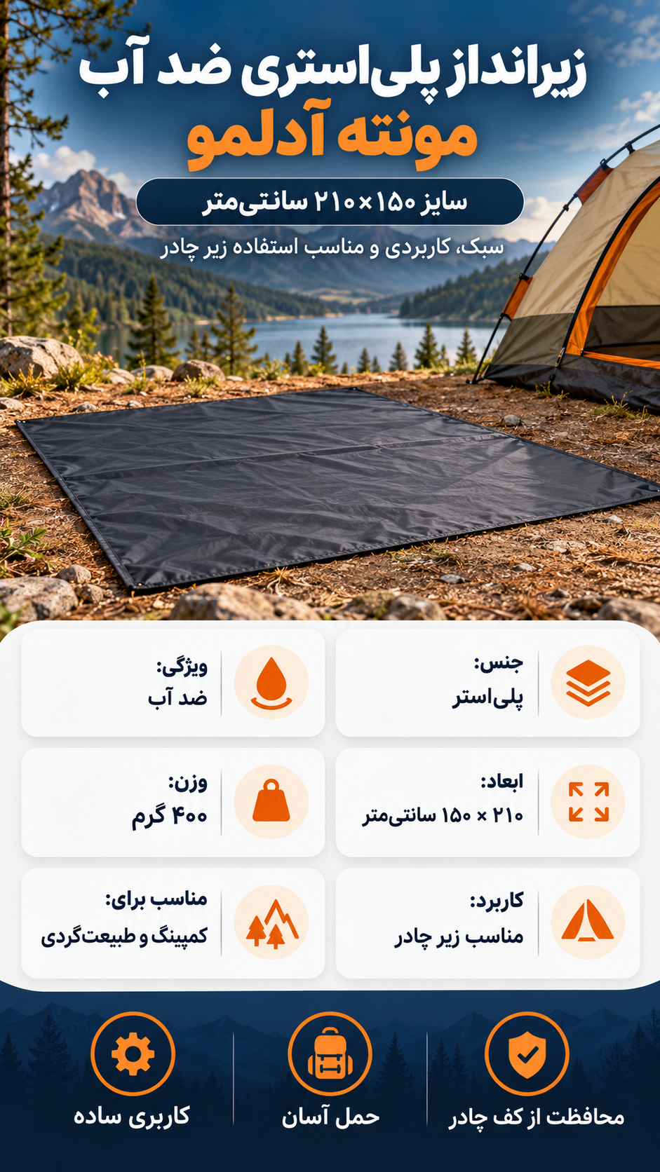 Waterproof Polyester Tent Groundsheet Camping Ad